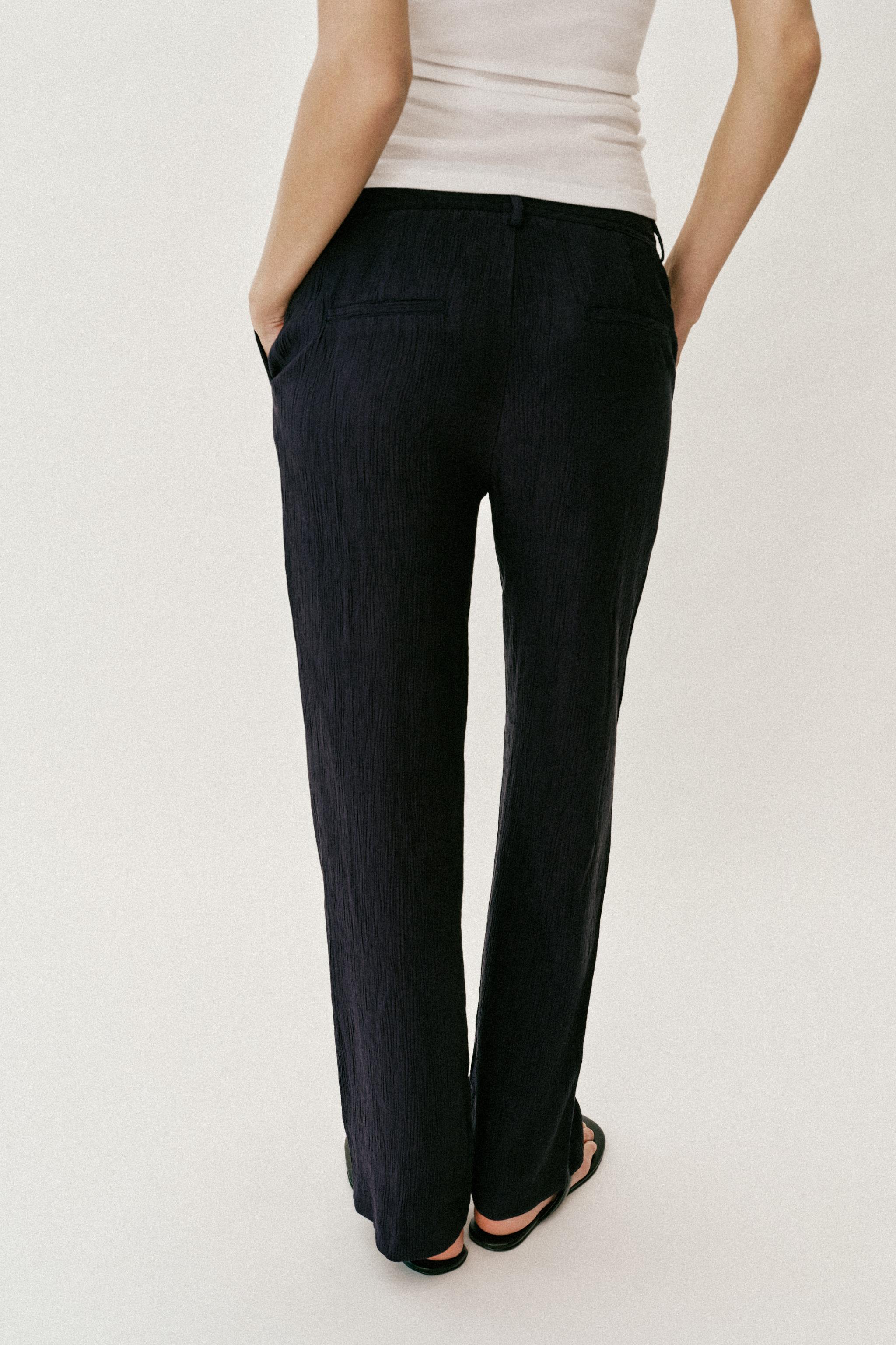 WRINKLED EFFECT STRAIGHT PANTS